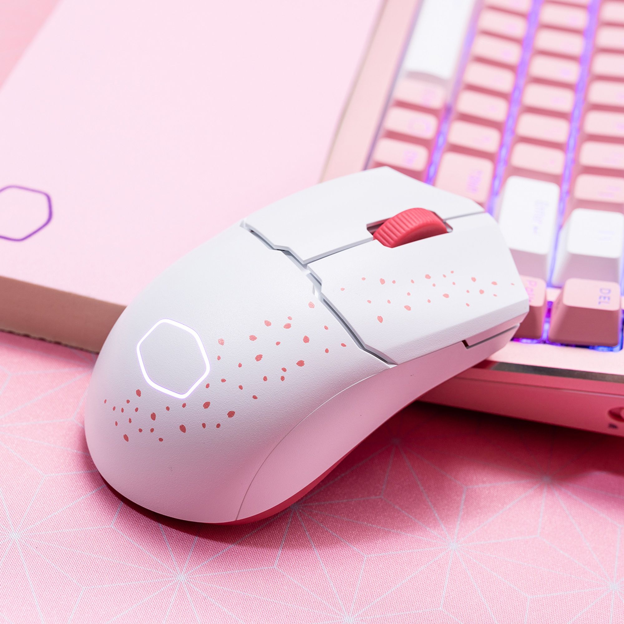 cooler master’s limited edition sakura collection re-run features a pink keyboard and a minimalist mouse